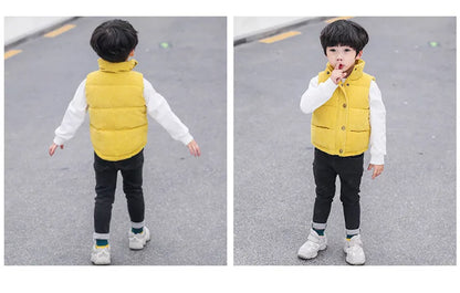Kids Winter Vest Girls Boys Thicken Waistcoat Corduroy Outerwear Vest Children Cotton Jackets Vest For 2-10 Y Sleeveless Jacket