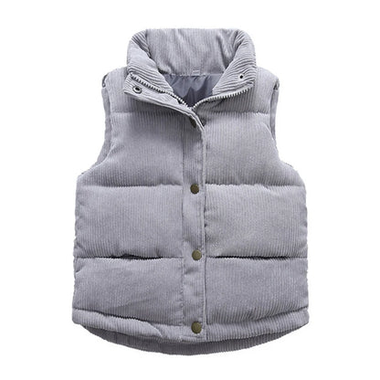 Kids Winter Vest Girls Boys Thicken Waistcoat Corduroy Outerwear Vest Children Cotton Jackets Vest For 2-10 Y Sleeveless Jacket