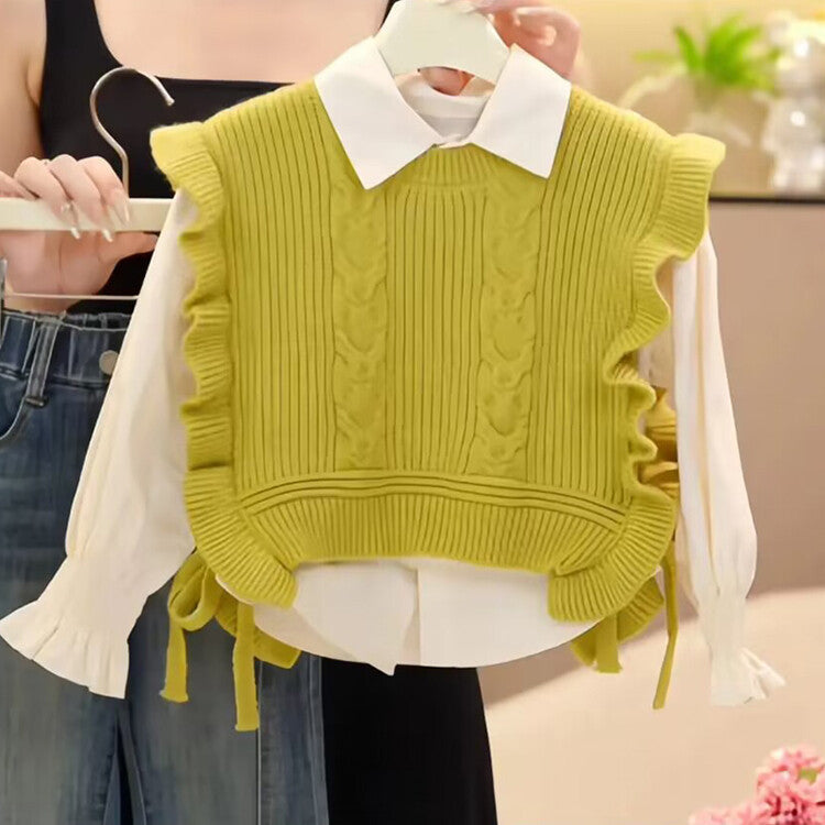 New children's clothing Western style big children's fashion vest shirt jeans two-piece suit