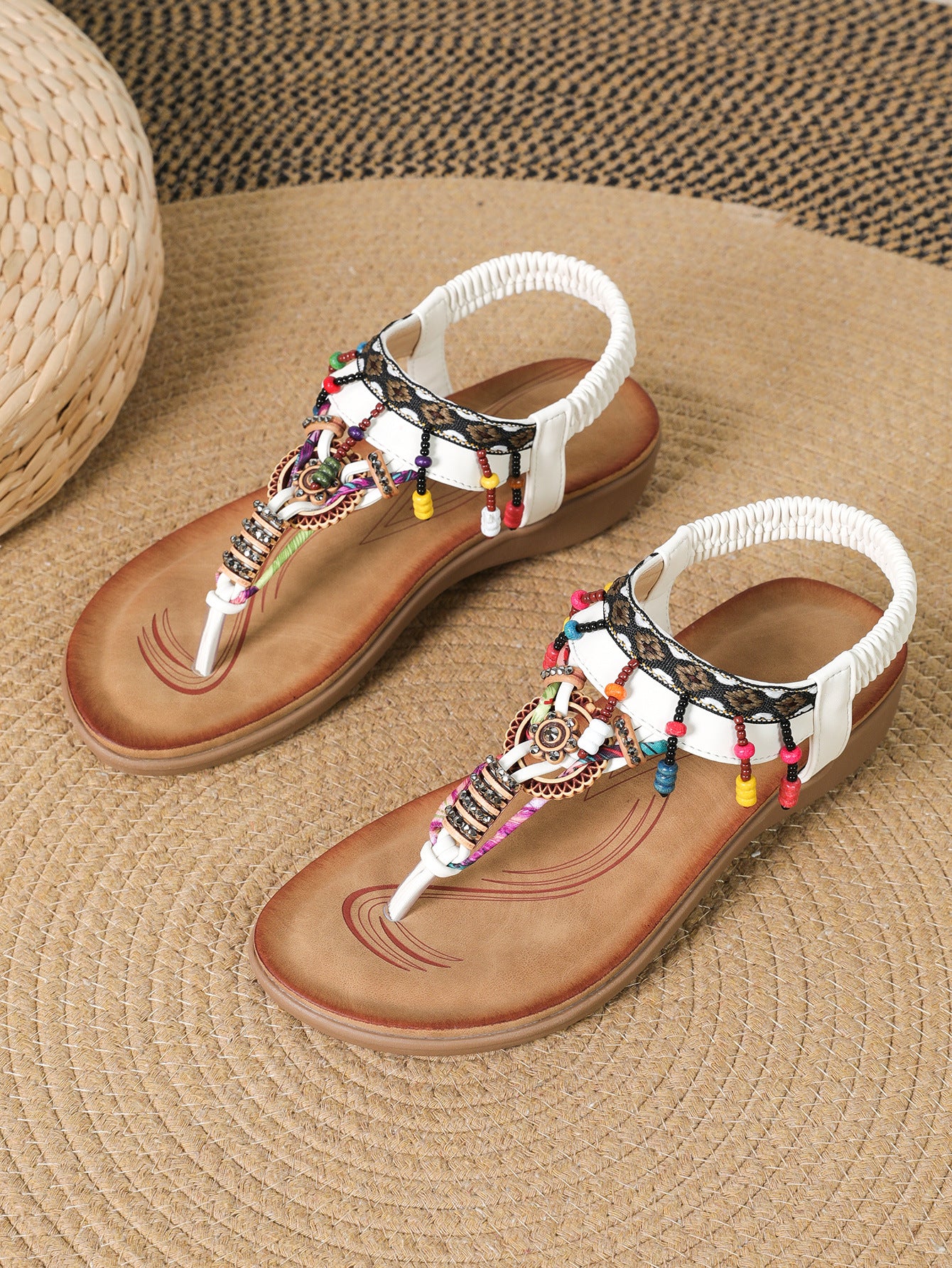 Bohemian Ethnic Style Flat Sandals Pendant Flip-flops (Available)