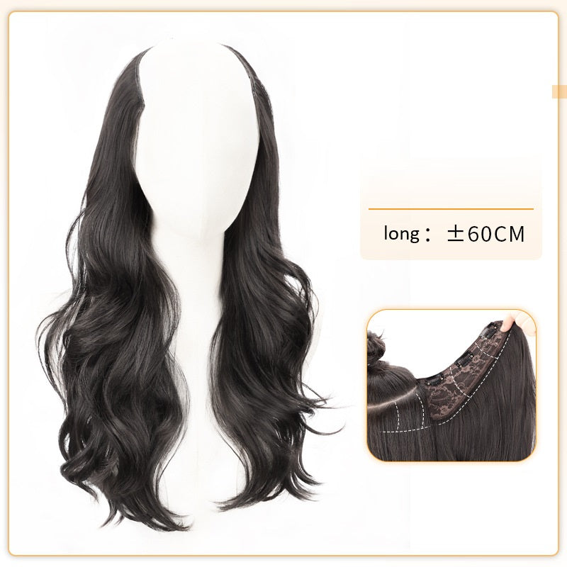 U shape curly hair volume wig Bangladesh big wave seamless hair extension natural fluffy hairstyle