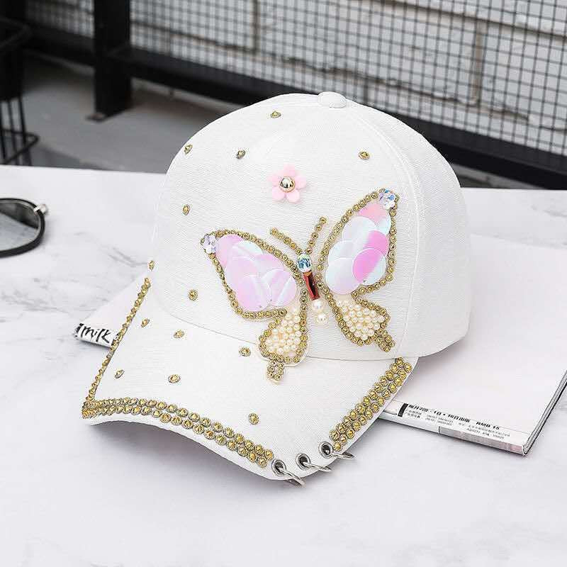 Hat women's fashion diamond bow cap