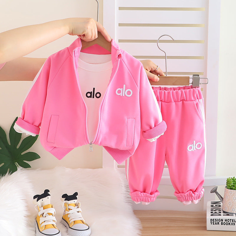 Wuxiaoqi Children's Clothing Spring and Autumn 2025 New Children's Set 0-4 Years Old Boys and Girls Letter Do Baseball Uniform Three-Piece Set