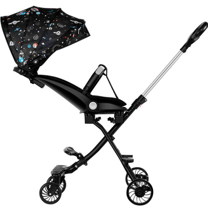 Baby stroller with two-way sitting and lying function, foldable baby stroller for children with high view