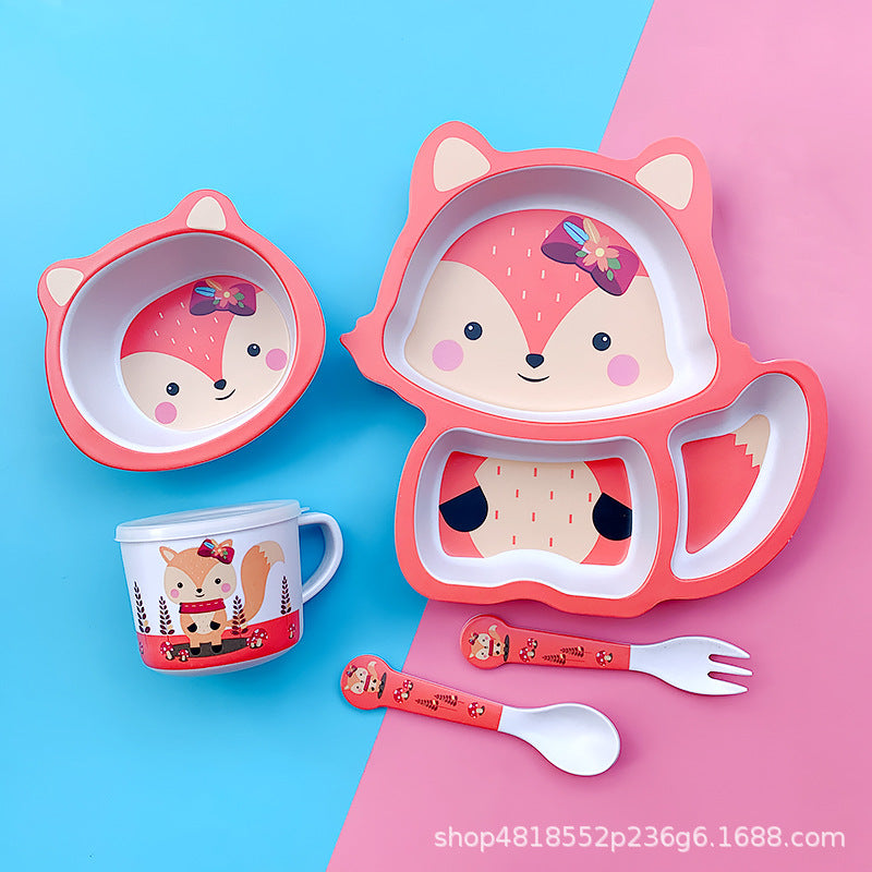 Baby feeding bowl with Bamboo Fiber spoon and Bamboo Fiber straw