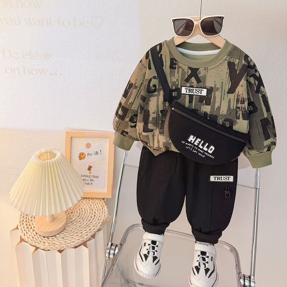 2026 New Boys' Autumn Outfit Two-Piece Set Children's Clothes Little Boys' Spring and Autumn Suit Wholesale