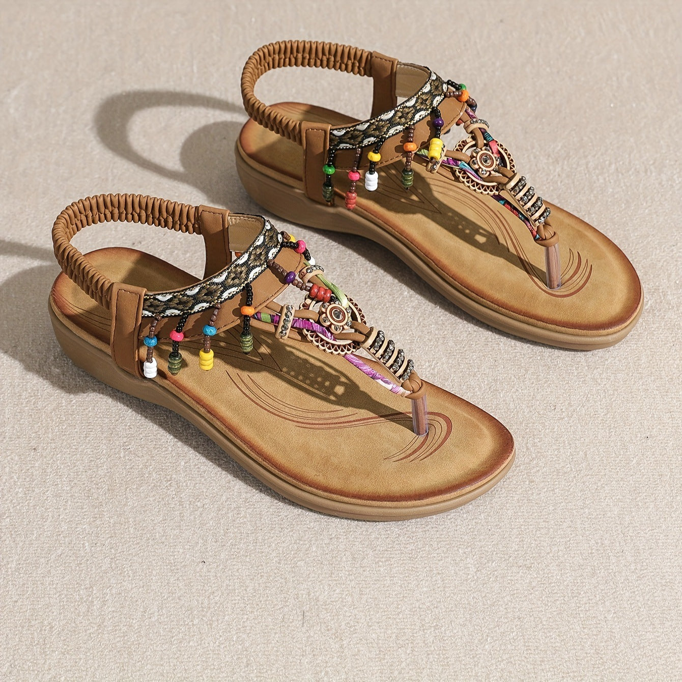 Bohemian Ethnic Style Flat Sandals Pendant Flip-flops (Available)