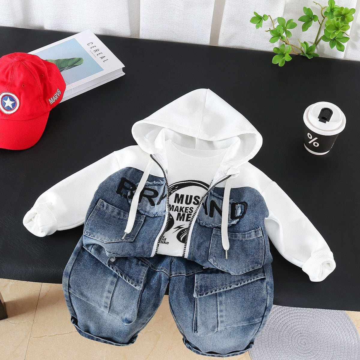 2026 New Children's Clothing Boys' Spring and Autumn Set Stylish Hooded Long-Sleeve Three-Piece Set Autumn Jacket Trendy Wholesale