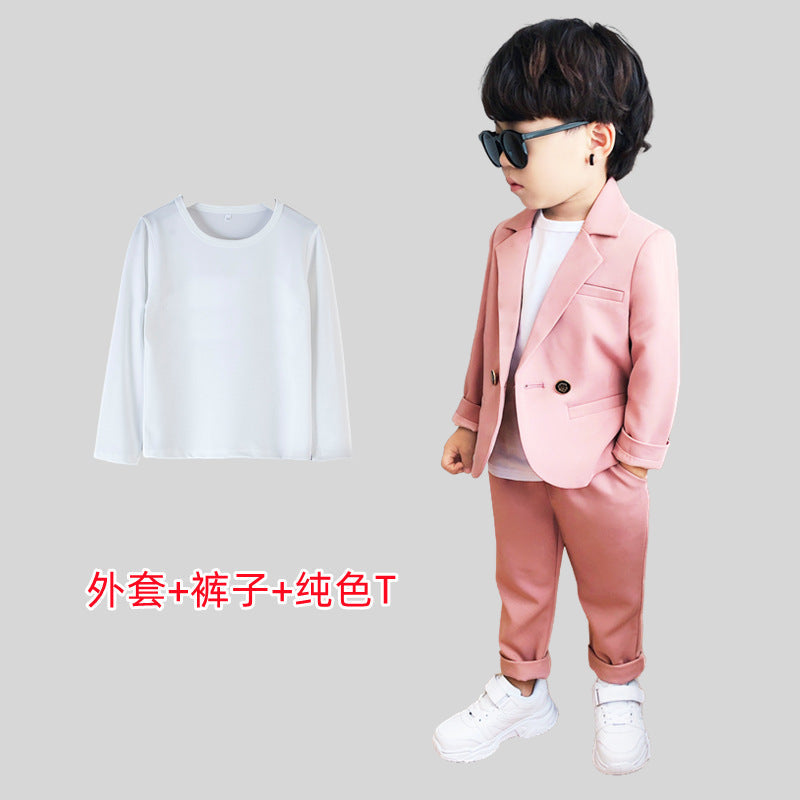 Boys' Suit suit Baby Autumn Western Style Korean Style Small Suit British Style Casual Handsome Flower Girl Host Dress