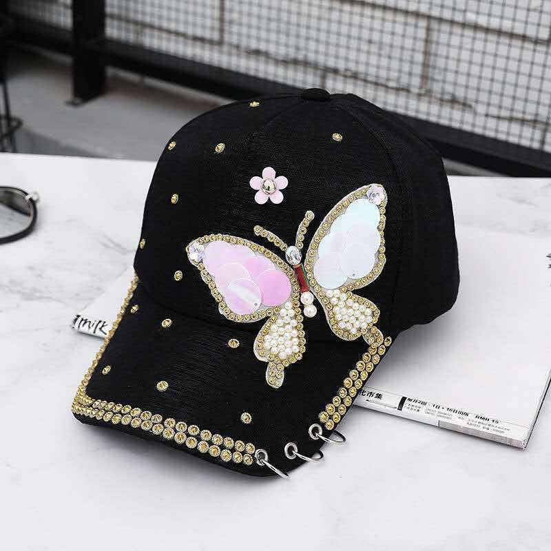 Hat women's fashion diamond bow cap