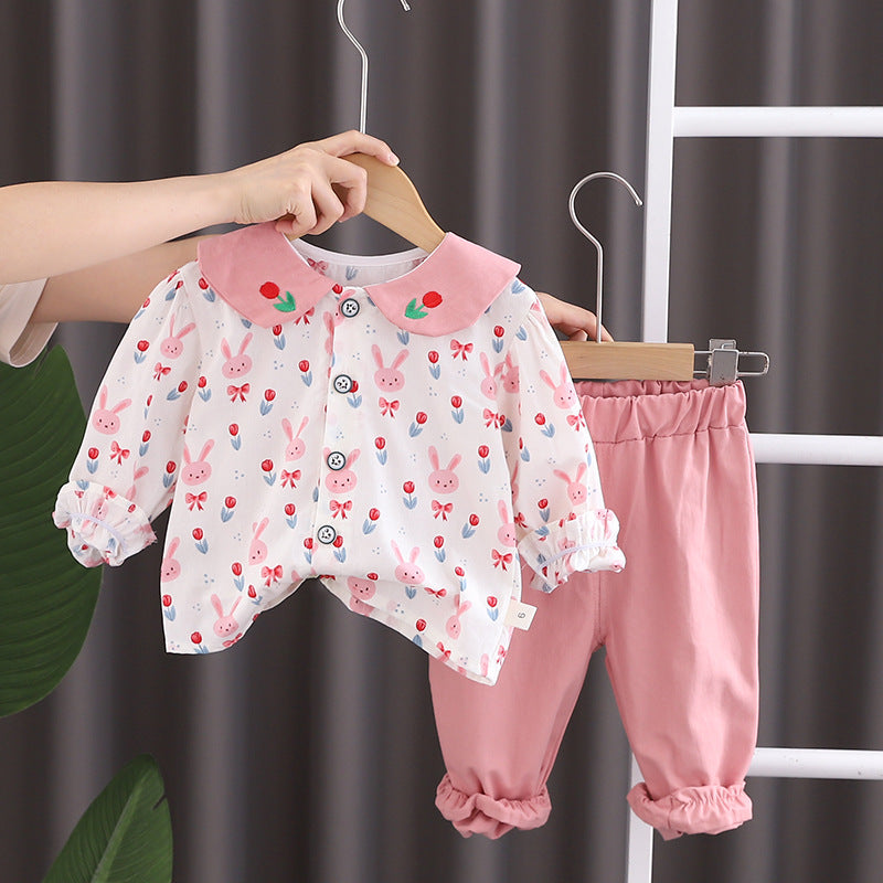 Baby Girl Autumn Korean Style Sweet Two-Piece Set 2026 New Model 2 Little Girl Spring and Autumn Outfit Children's Clothing