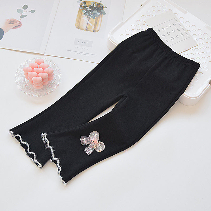 Spring and Autumn Girls' Flared Pants Children's Pants Outer Wear 2025 Spring New Western Style Princess Style Student Casual Trousers