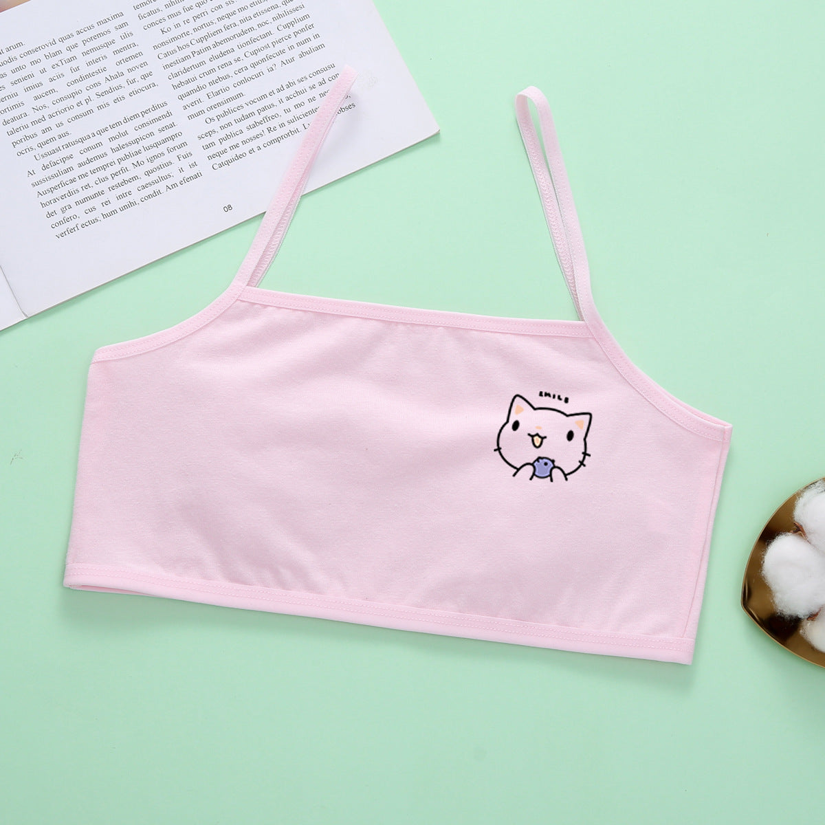 Girls' Underwear Developmental Primary School Pupils Pure Cotton 12 Years Old 9 Years Old 8 Junior High School Students Less Girls Bra Children's Sling Thin