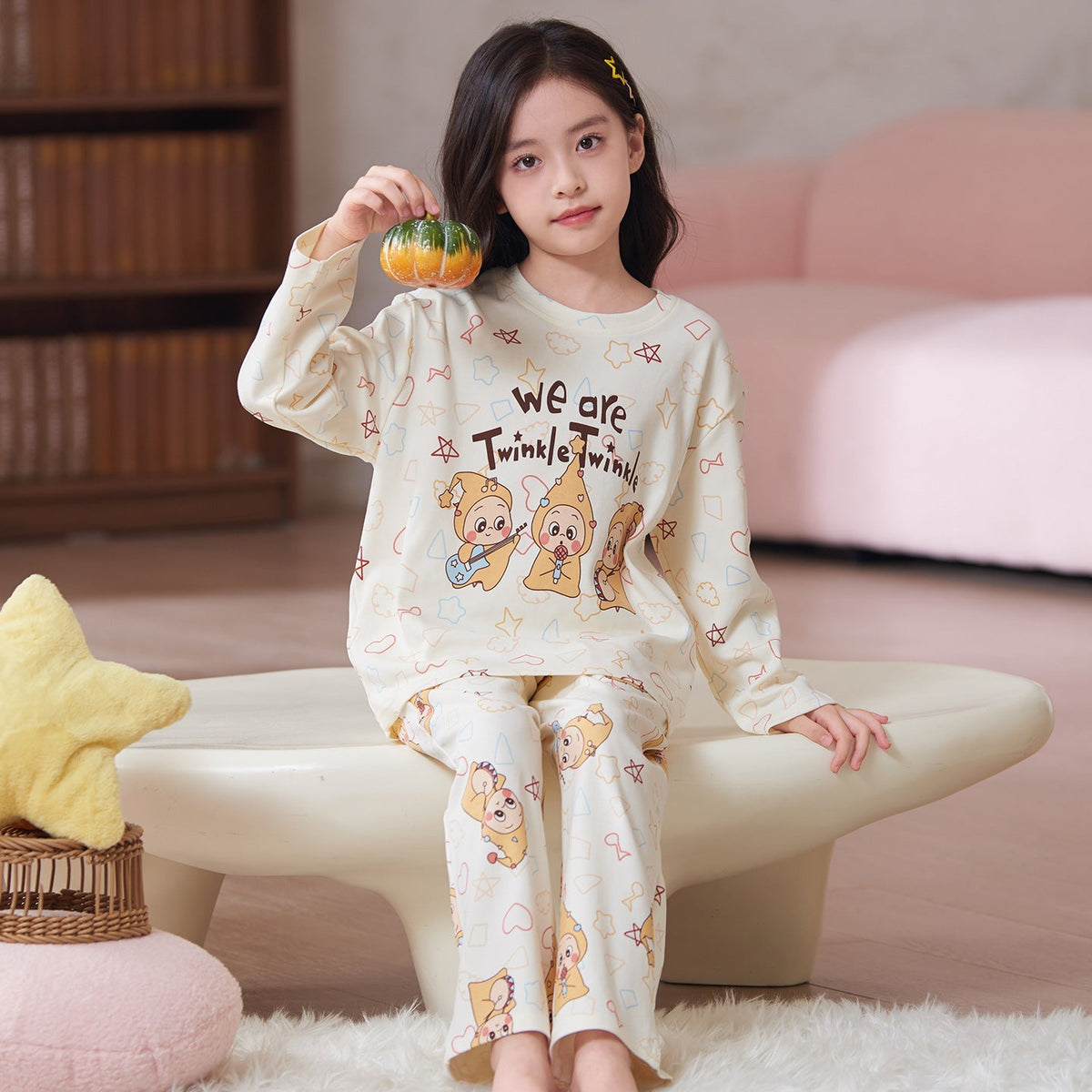 Children's Pajamas 2026 New Model Pure Cotton Long Sleeve Long Pants Spring and Autumn Girls' Cartoon Homewear Set for Older Kids