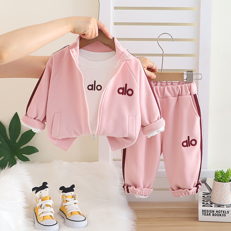 Wuxiaoqi Children's Clothing Spring and Autumn 2025 New Children's Set 0-4 Years Old Boys and Girls Letter Do Baseball Uniform Three-Piece Set