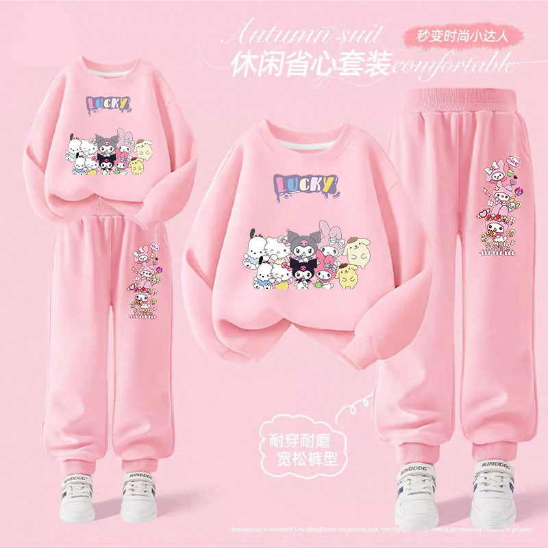 Girls' Stylish Spring and Autumn Casual Sweatshirt and Sweatpants Set Children's 2025 New Versatile Outerwear Two-Piece Set