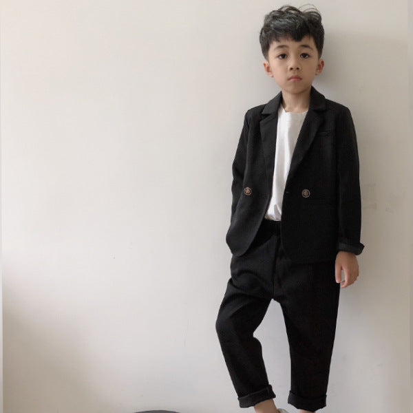 Spring and Autumn Fashion Children's Clothing Korean Boy's Suit Two-Piece Children's Small Suit suit Flower Girl Handsome Dress
