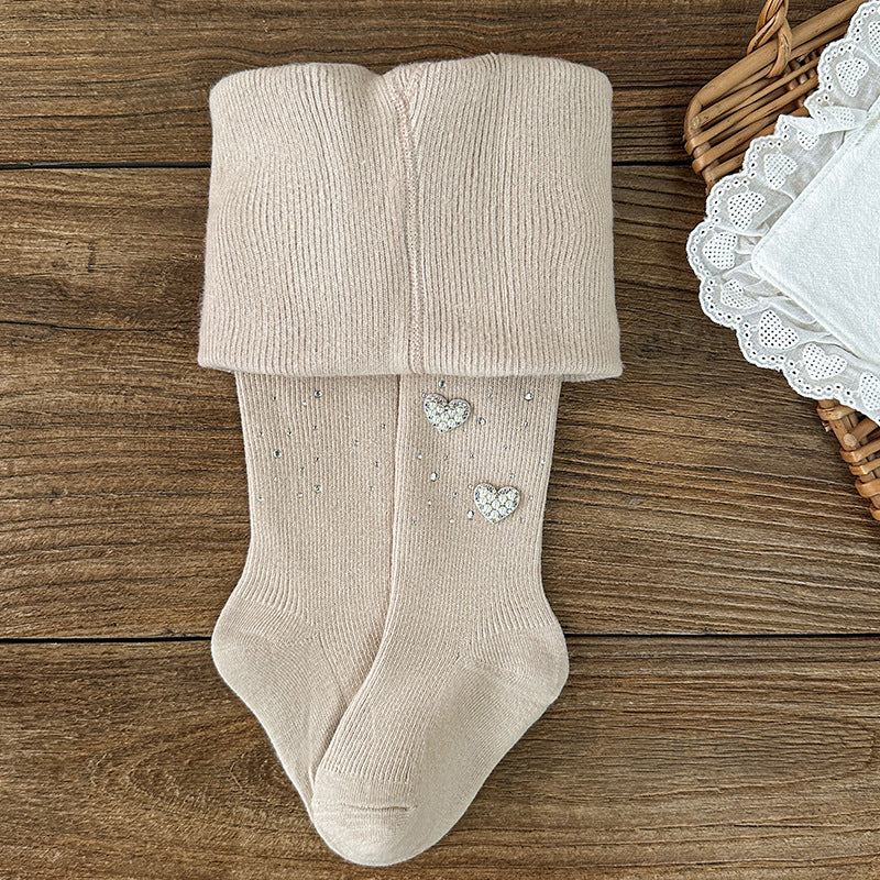 Girls' Leggings Autumn and Winter Thin Fleece Medium Thick Children's Footed Pants Korean Style Stylish Thickened Girls' Outerwear Tights