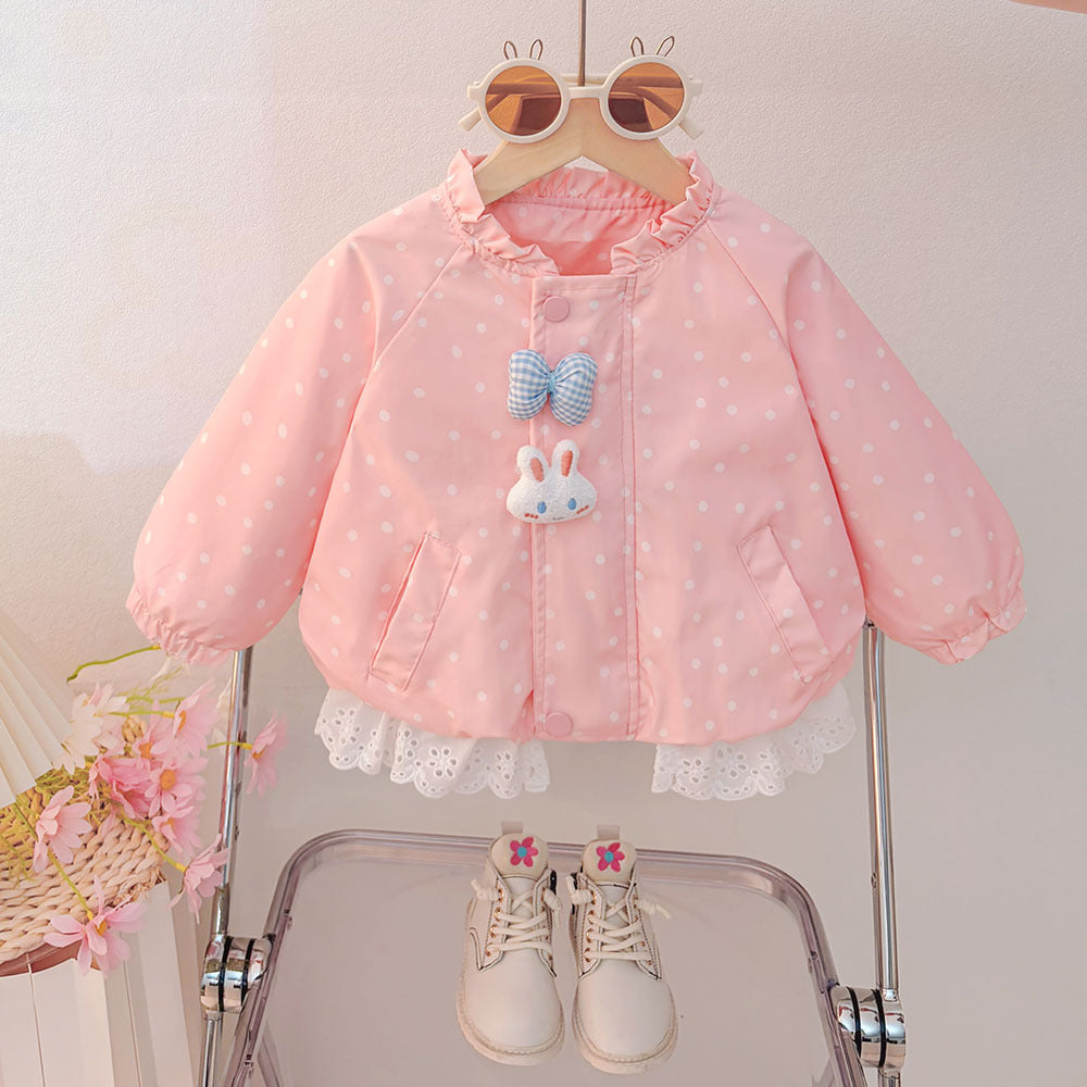 Girls' Korean-style coat, spring and autumn 2026 new model, stylish trench coat for baby girls, autumn children's cartoon top