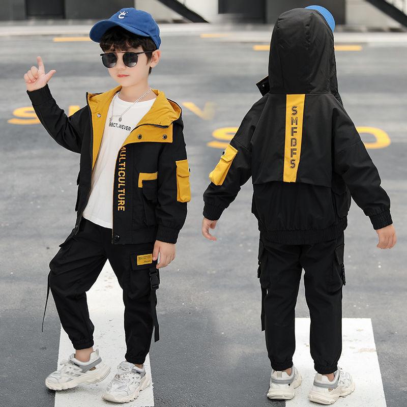 Boys' Autumn Outfit Set 2026 New Style Spring Autumn Winter Children's Pants and Jacket Trendy Stylish Two-Piece Set