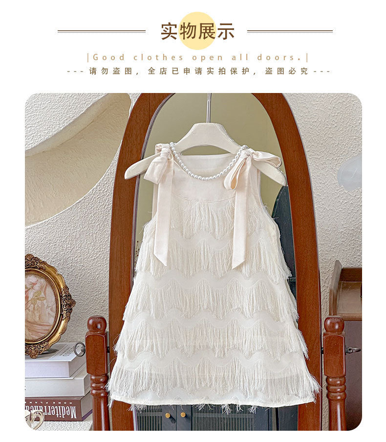 children's suspenders sleeveless skirt baby girl tassel bow princess dress