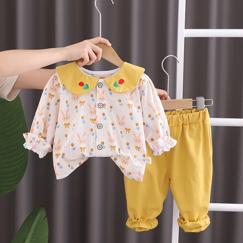 Baby Girl Autumn Korean Style Sweet Two-Piece Set 2026 New Model 2 Little Girl Spring and Autumn Outfit Children's Clothing