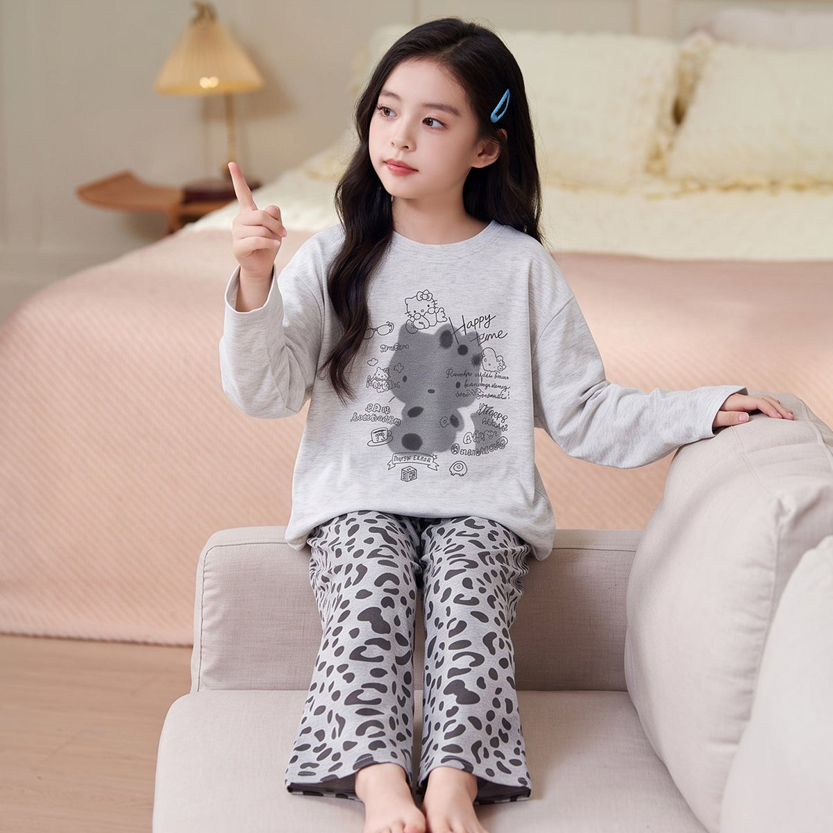 Children's Pajamas 2026 New Model Pure Cotton Long Sleeve Long Pants Spring and Autumn Girls' Cartoon Homewear Set for Older Kids
