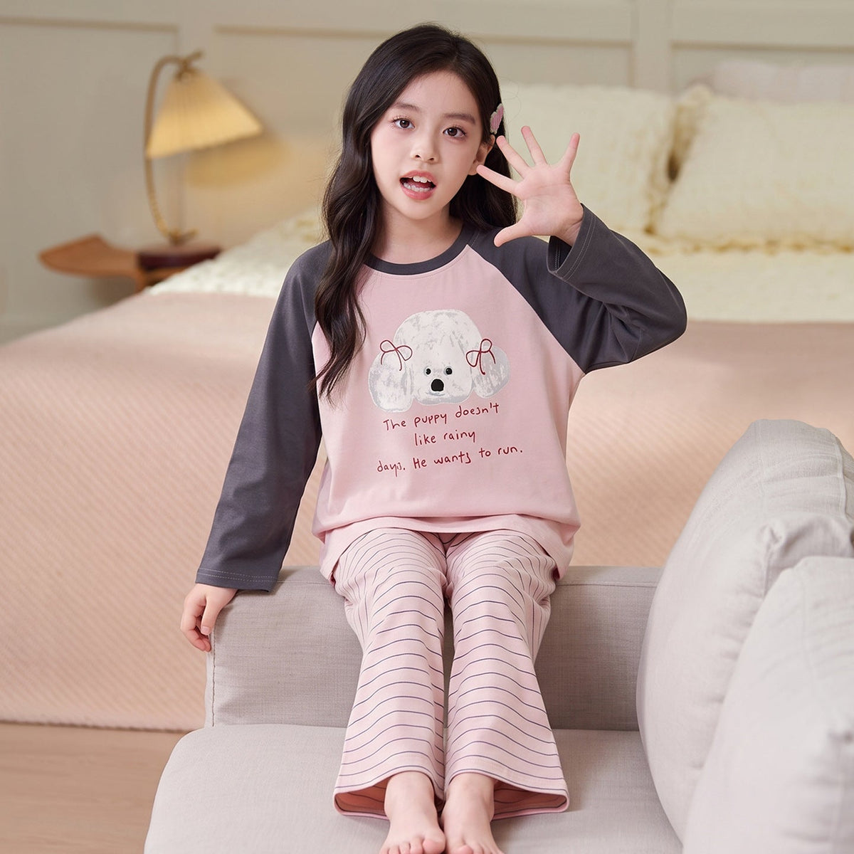 Children's Pajamas 2026 New Model Pure Cotton Long Sleeve Long Pants Spring and Autumn Girls' Cartoon Homewear Set for Older Kids