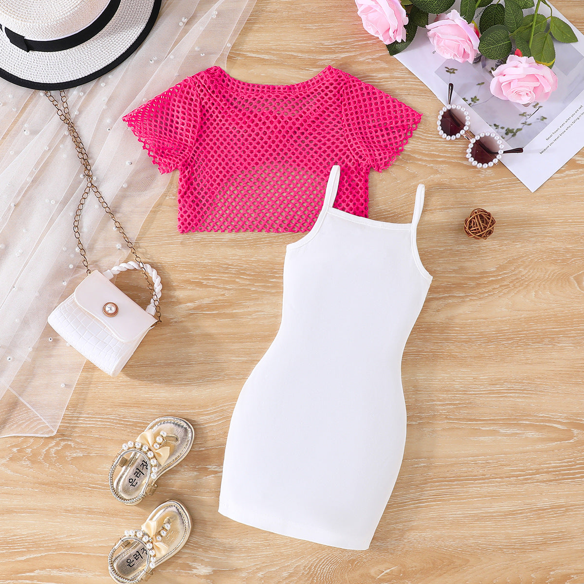 Printed suspender skirt fashionable and versatile summer children