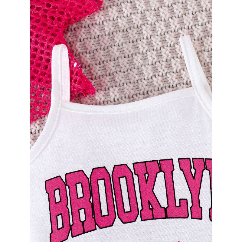 Printed suspender skirt fashionable and versatile summer children