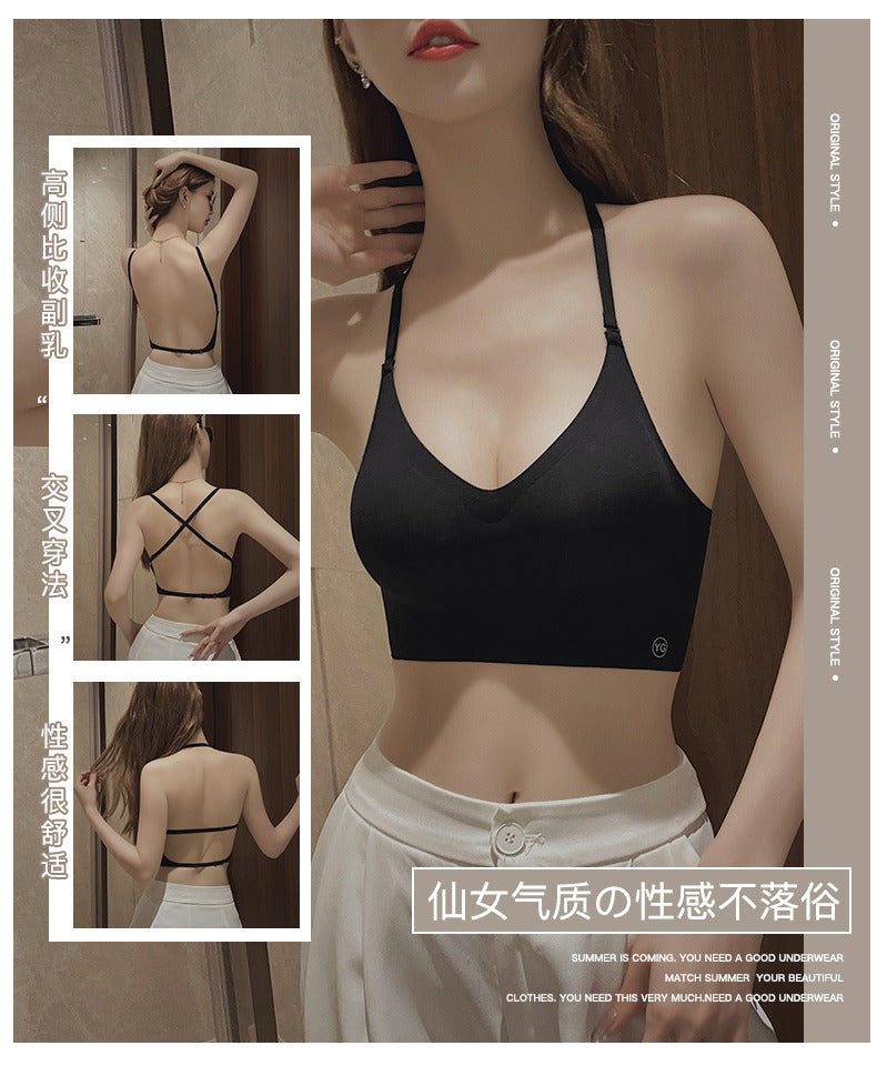 U-shaped beautiful back underwear for women with small chest gathered
