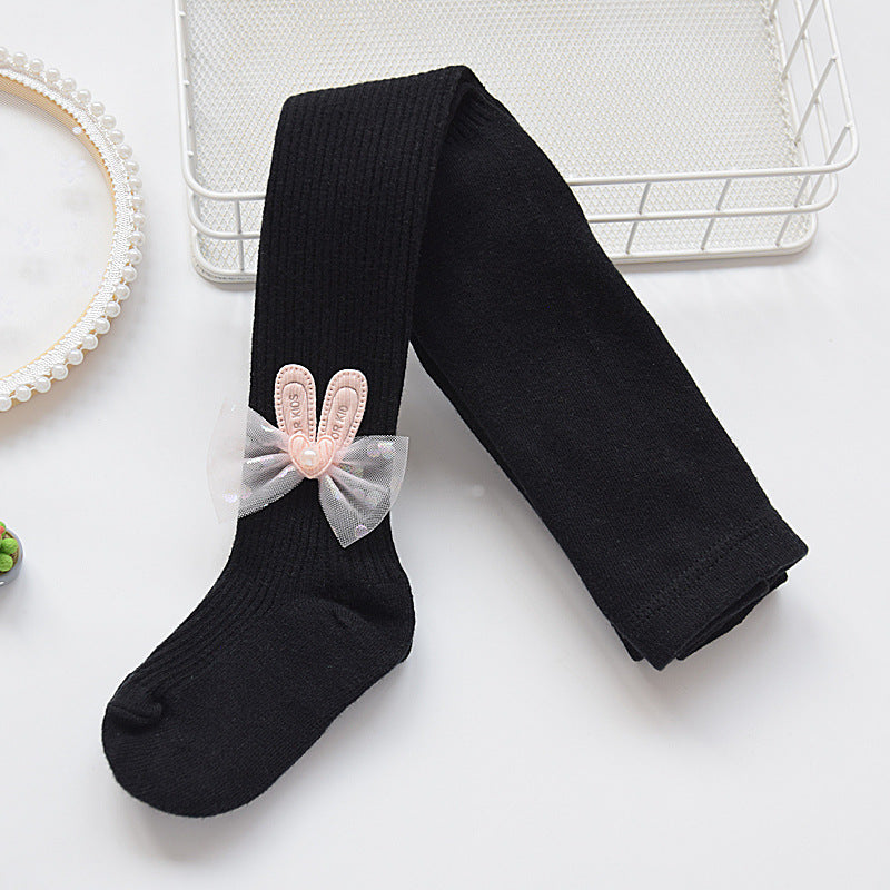 Children's Pantyhose Spring and Autumn Thin Baby Outer Wear Bottoming Socks Grey Western Style Middle and Large Children's Cotton Girls' Leggings