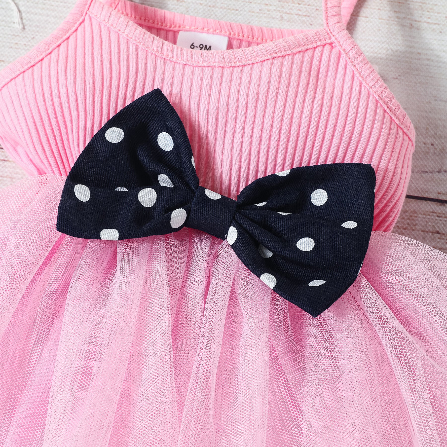 girls skirt suit baby and toddler sling mesh bow dress + polka dot lapel Tops