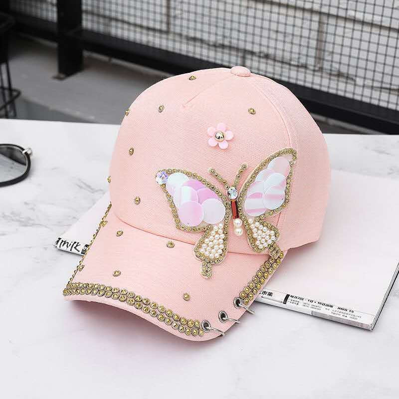 Hat women's fashion diamond bow cap