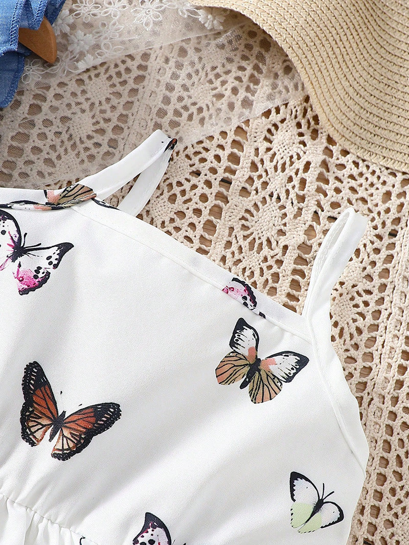 Sweet girl baby dress suit stylish print summer children cake dress