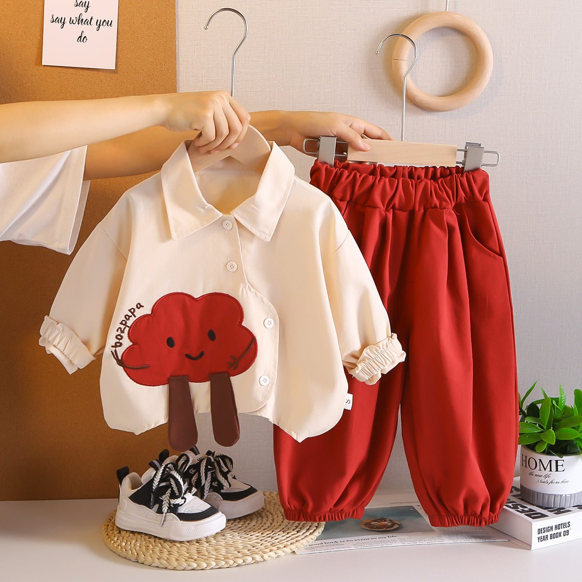 2025 Autumn Foreign Trade New Boys Cartoon Shirt Long Sleeve Suit Baby Boy Casual Pants Two-Piece Set Dropshipping