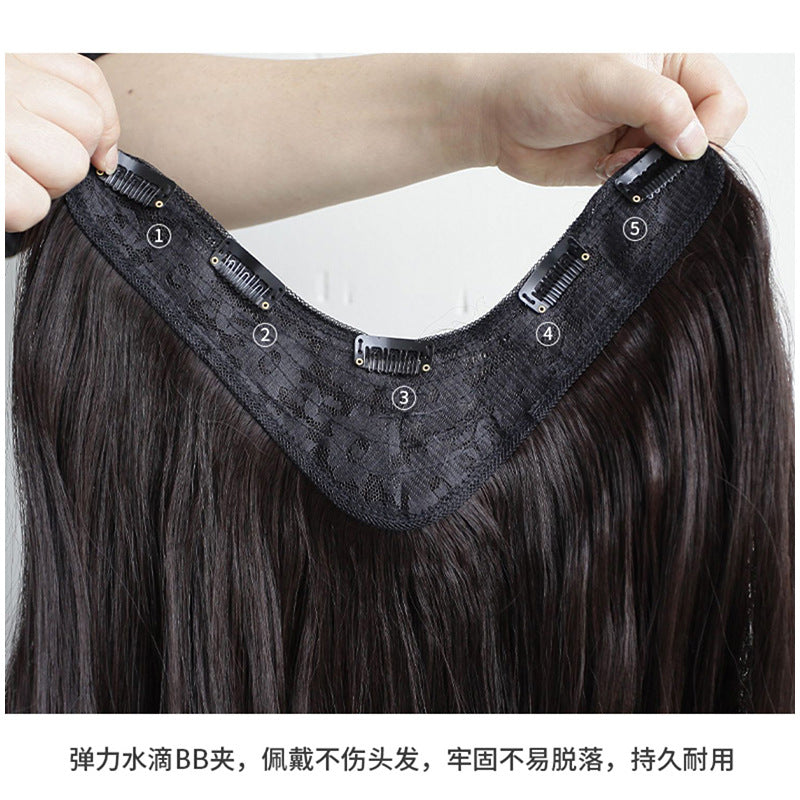 Wig piece one-piece big wave U-shaped curly hair natural fluffy hair volume wig female long hair seamless