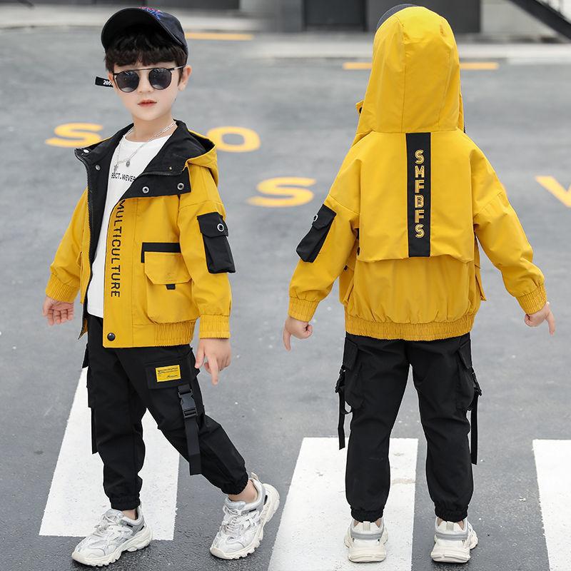 Boys' Autumn Outfit Set 2026 New Style Spring Autumn Winter Children's Pants and Jacket Trendy Stylish Two-Piece Set