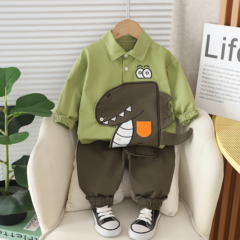 Children's Clothing Boy's Autumn Clothing Stylish Shirt suit Baby's Autumn Fashionable Children's Handsome Children's Cartoon Clothes for Generating Hair