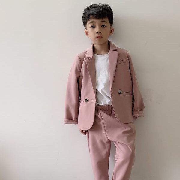 Spring and Autumn Fashion Children's Clothing Korean Boy's Suit Two-Piece Children's Small Suit suit Flower Girl Handsome Dress