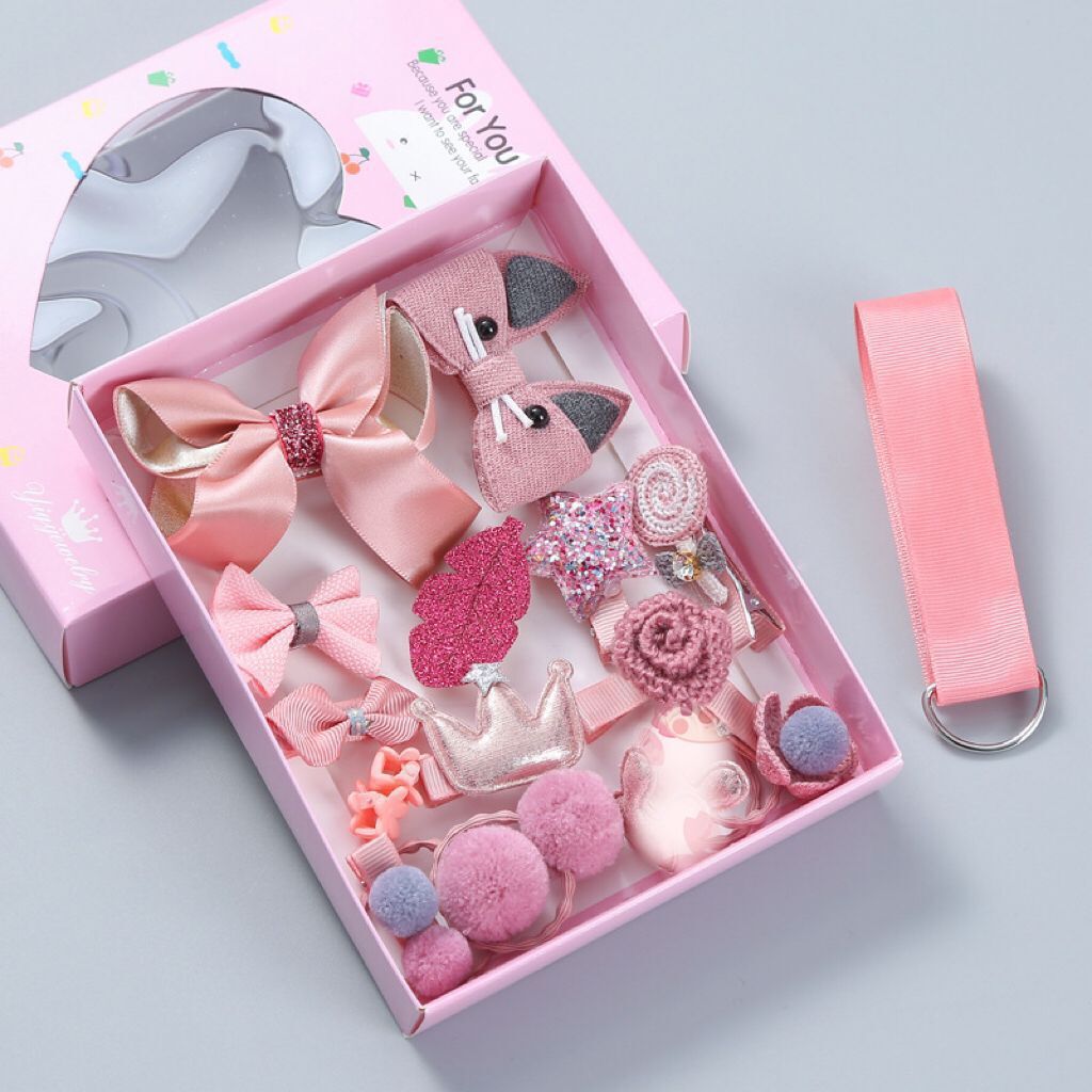 lovely Princess Kids Hair Clips 18pcs/set with gift box packaging