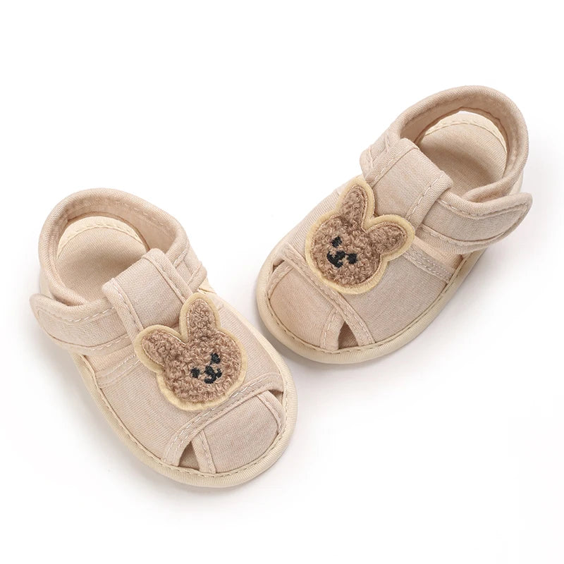 Summer Baby Walking Shoes Baby Shoes Male Sandals Female Cute Cartoon Breathable Shoes Soft Sole Non slip Shoes Headband