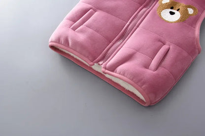 3Pcs Boys Suit Autumn And Winter Baby Girl Clothes Fleece Thickened Keep Warm Sets For Children Cute Bear Embroidery Clothing
