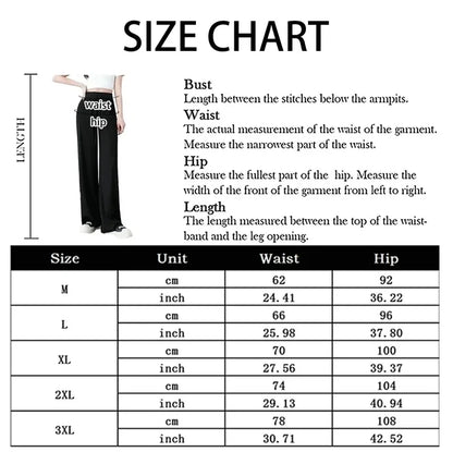 2024 New Women Ankle-Length Wide Leg Pants Casual Summer Solid Elastic Waist Loose Ice Silk Pants Spring Summer Female Trousers