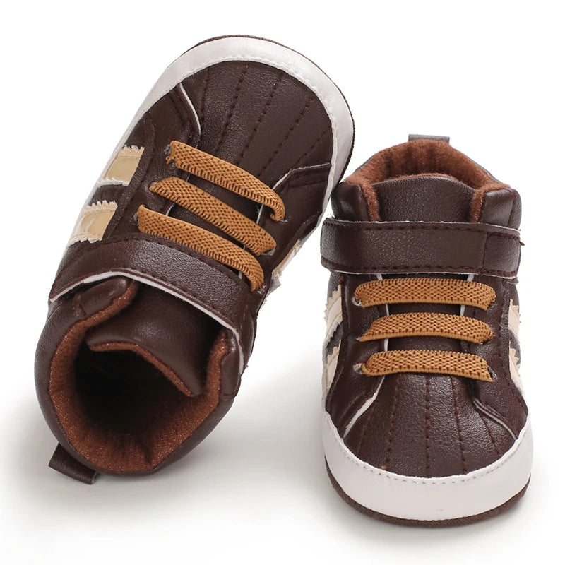 Autumn and Spring Brown Baby Sneakers for Boys 0-12 Months First Walking Shoes