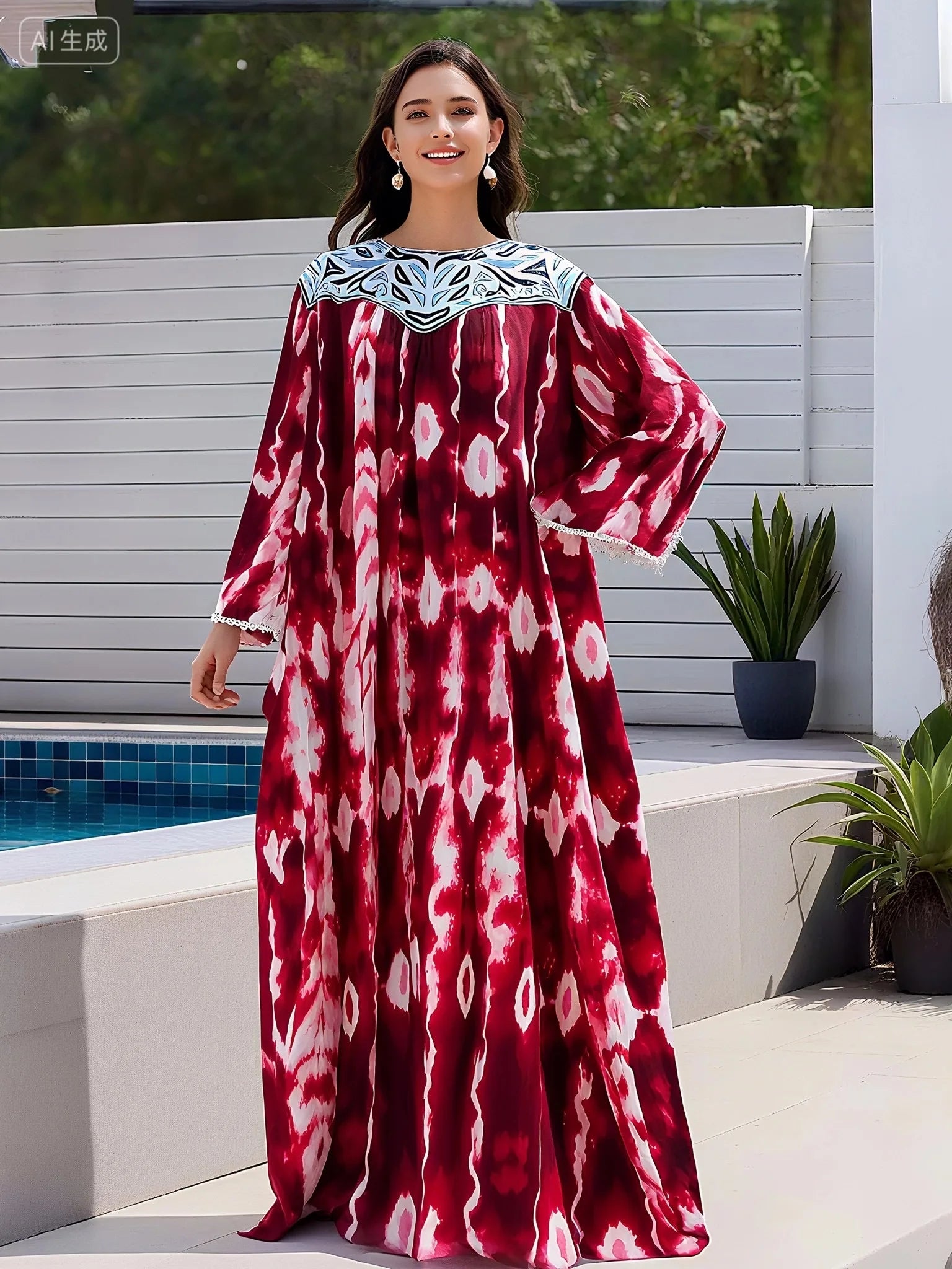 Latest Party Dress Printed Pure Cotton Women Long Dress Dubai Casual Holiday Fashion Party Dresses African Abaya Clothing