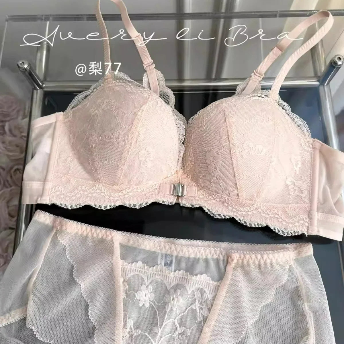 Women's Front Closure Bras Small Boobs Push Up Sexy French Lace Backless Anti Droop Side Smoothing Bandeau T-Shirt Bra