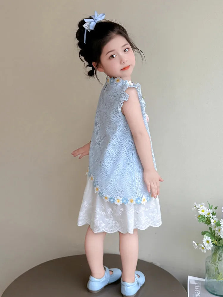 New Children's Fly-sleeved Skirt Summer Dress Girls Princess Dress Girls Vest Skirt