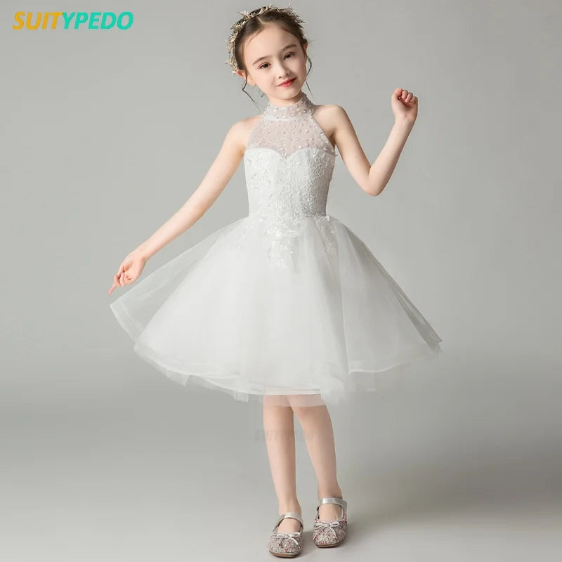 Latest Prom Dresses For Girls Luxury Halter Flower Girls Dress For Wedding Birthday Party  Pagent Gown For Formal Occasions