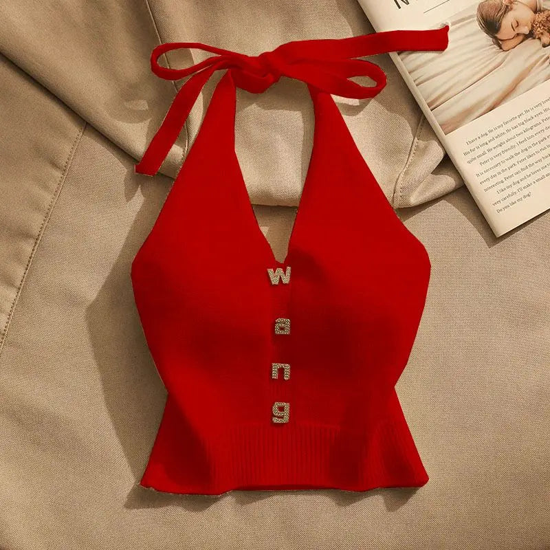 Slim Fit Knitted ter Top Women's Inner Wear Summer Sexy oulder Baring ort Svel irt Outerwear Trendy